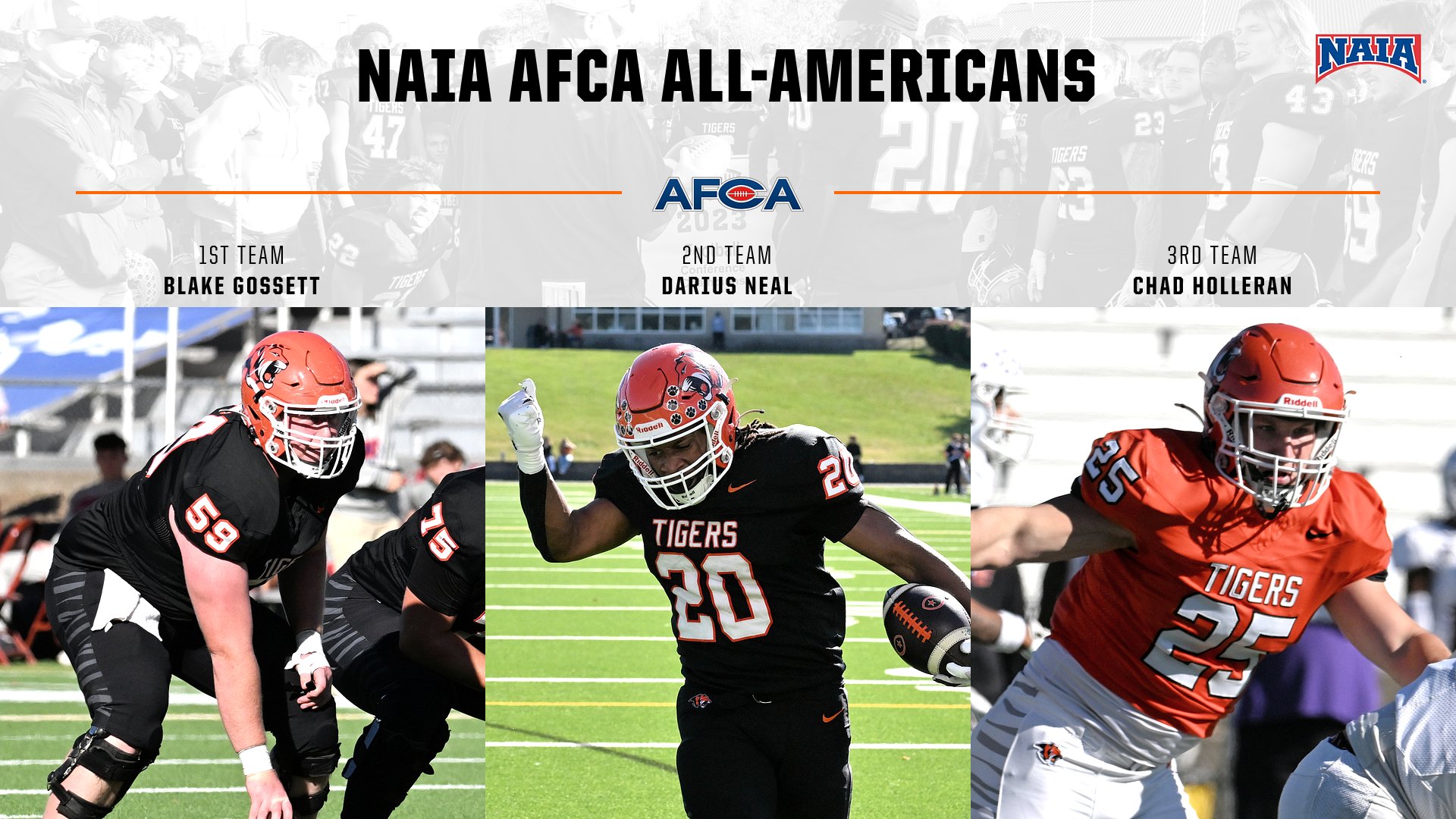 Gossett, Neal, Holleran repeat as NAIA-AFCA All-Americans