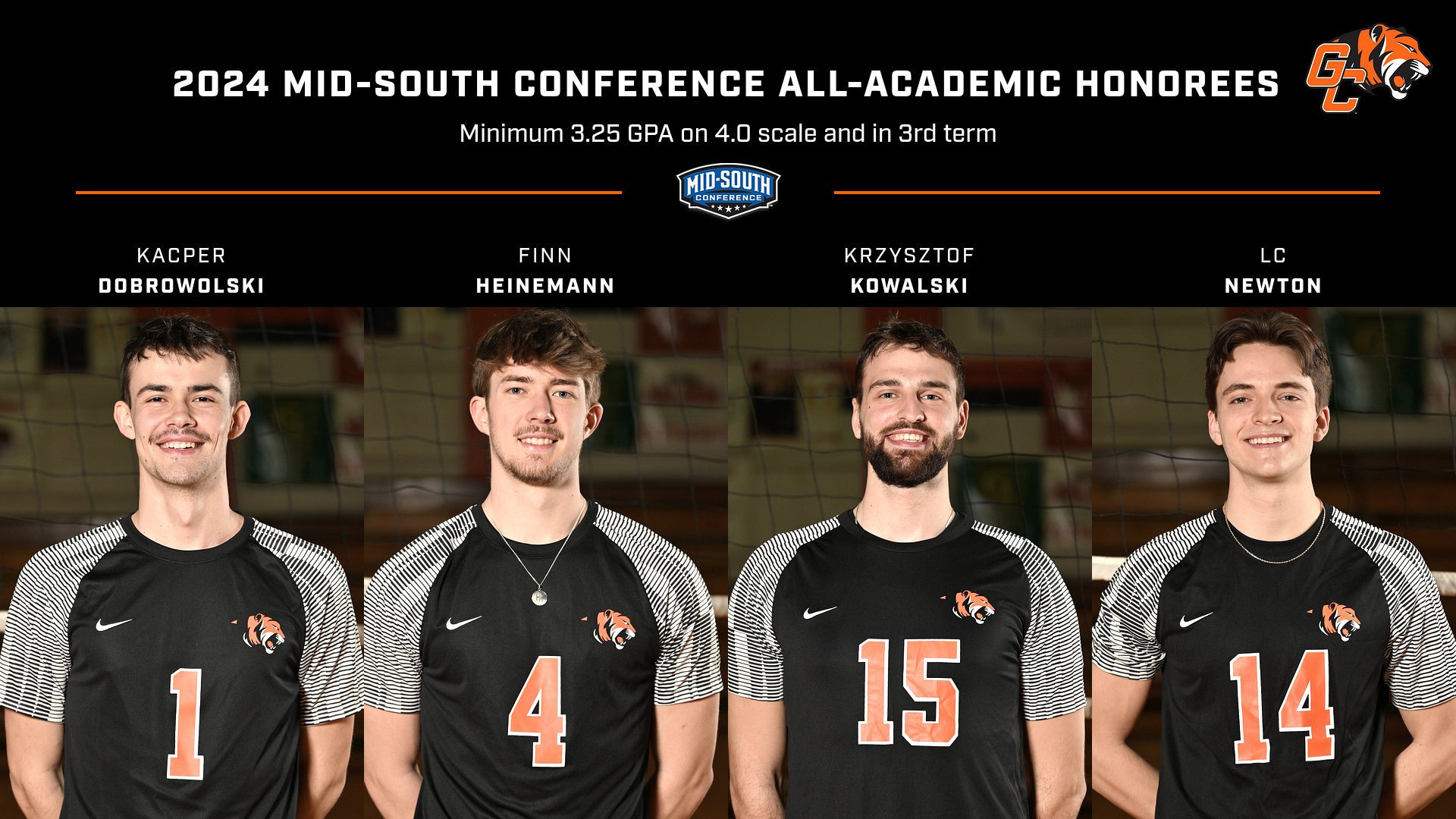 4 Men's Volleyball Tigers named MSC All-Academic