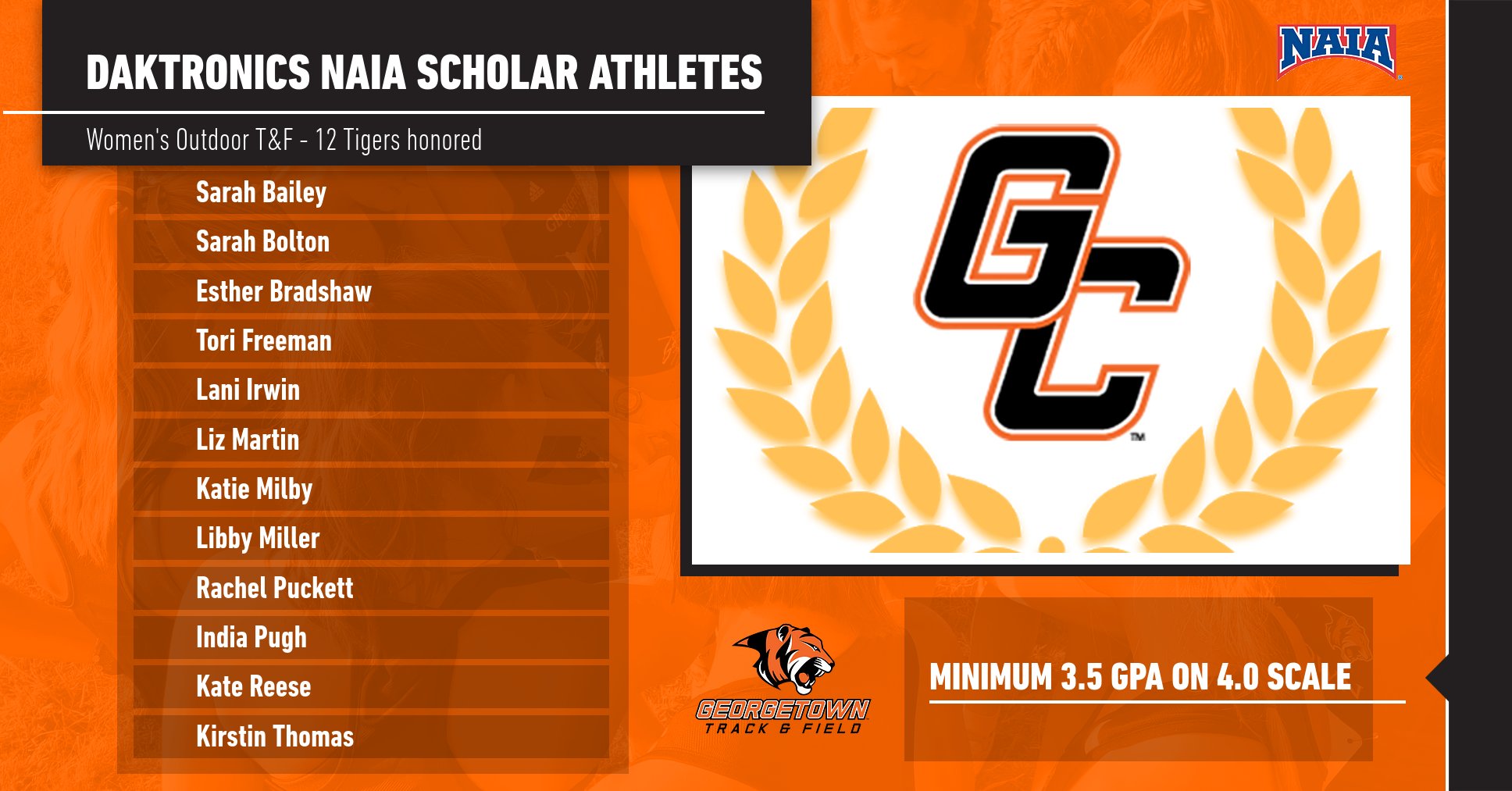 12 Tigers named NAIA Scholar Athletes
