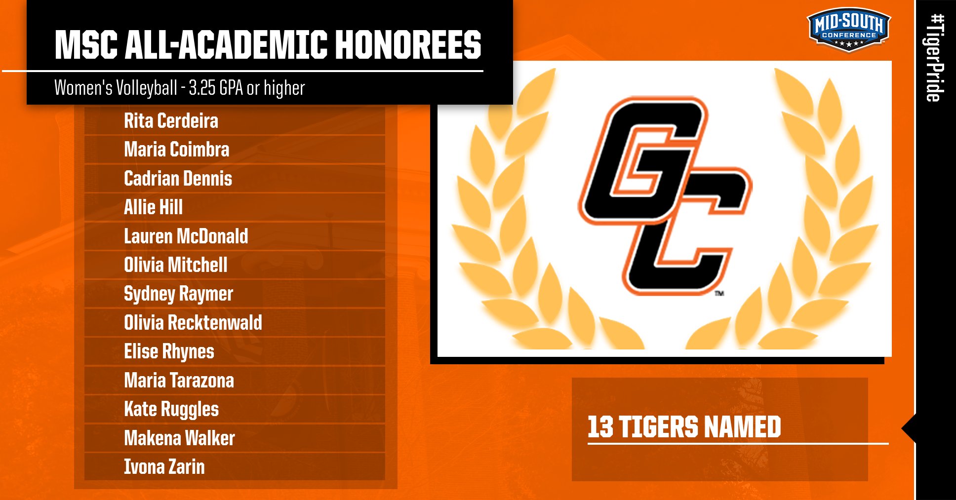 13 WVB Tigers named MSC All-Academic